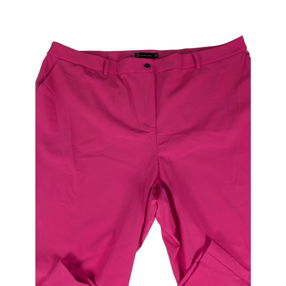 New York & Company women's hot pink flat front dress pants wide leg 28w